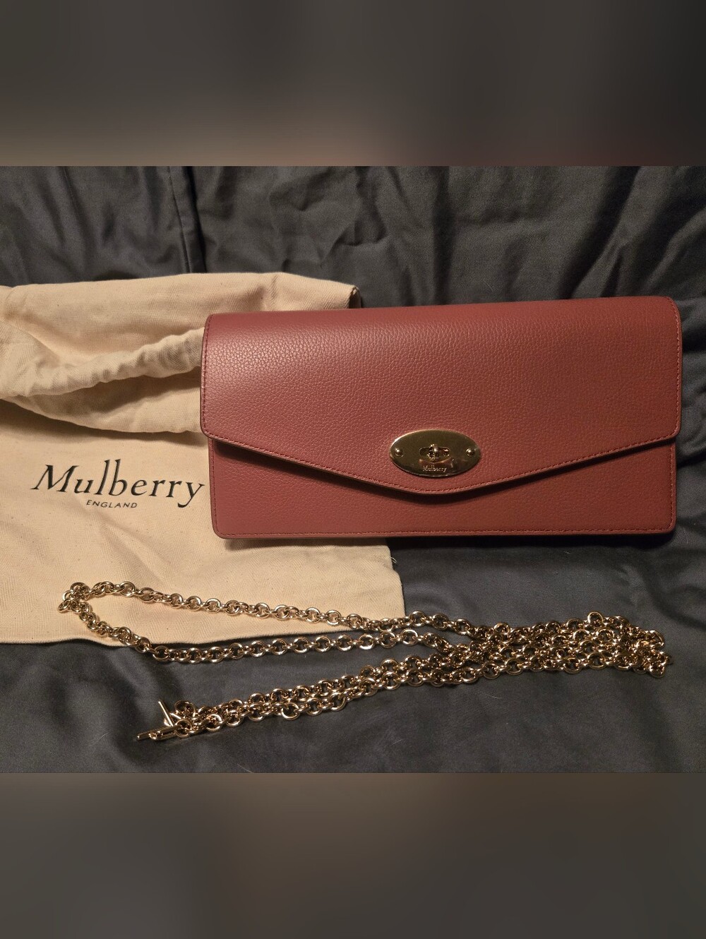 Mulberry Darley Small Classic Grain Clutch In Pink Scrumpy